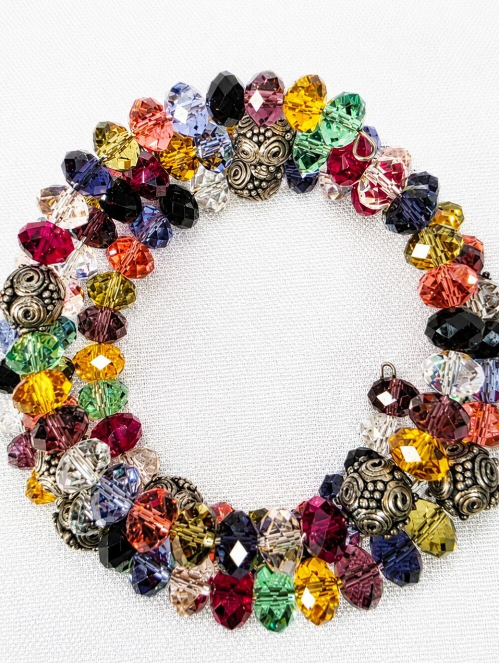 💎Multicolor Crystal Beaded Bracelet Statement Chunky Stretch Glam Boho - Picture 3 of 7